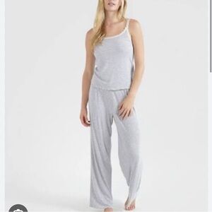 Aerie Light Gray Lace Trim Pajama Set